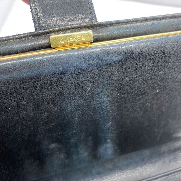 Authentic Chanel Vintage Black Caviar Pebbled Leather Long Wallet - Picture 7 of 12